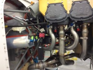 The Lycoming IO-390 engine. Scott intends to fly his Sportsman with amphib floats; ts 210 hp makes it feasible.